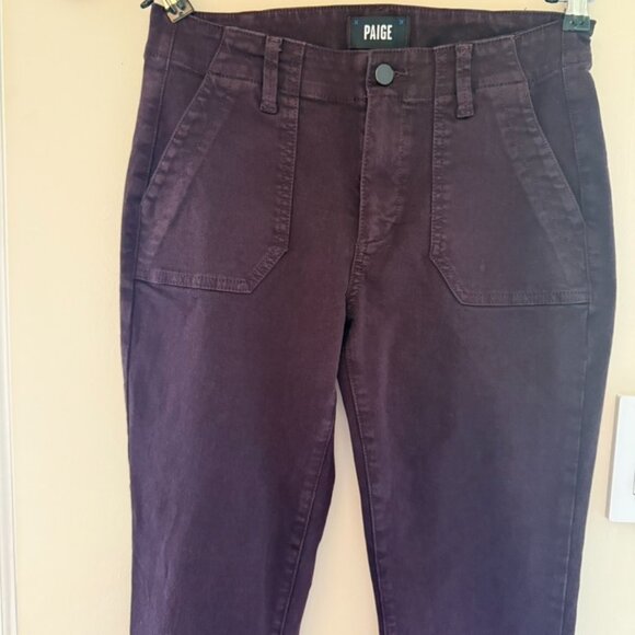 PAIGE Maysile Cropped Jogger Pants Womens Size 27 Vintage Black Cherry Ankle - Picture 5 of 12
